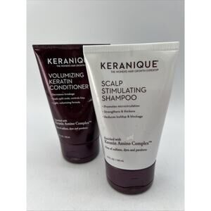 KERANIQUE Volumizing Hair Growth Shampoo Scalp Stimulating Conditioner 3.4 oz